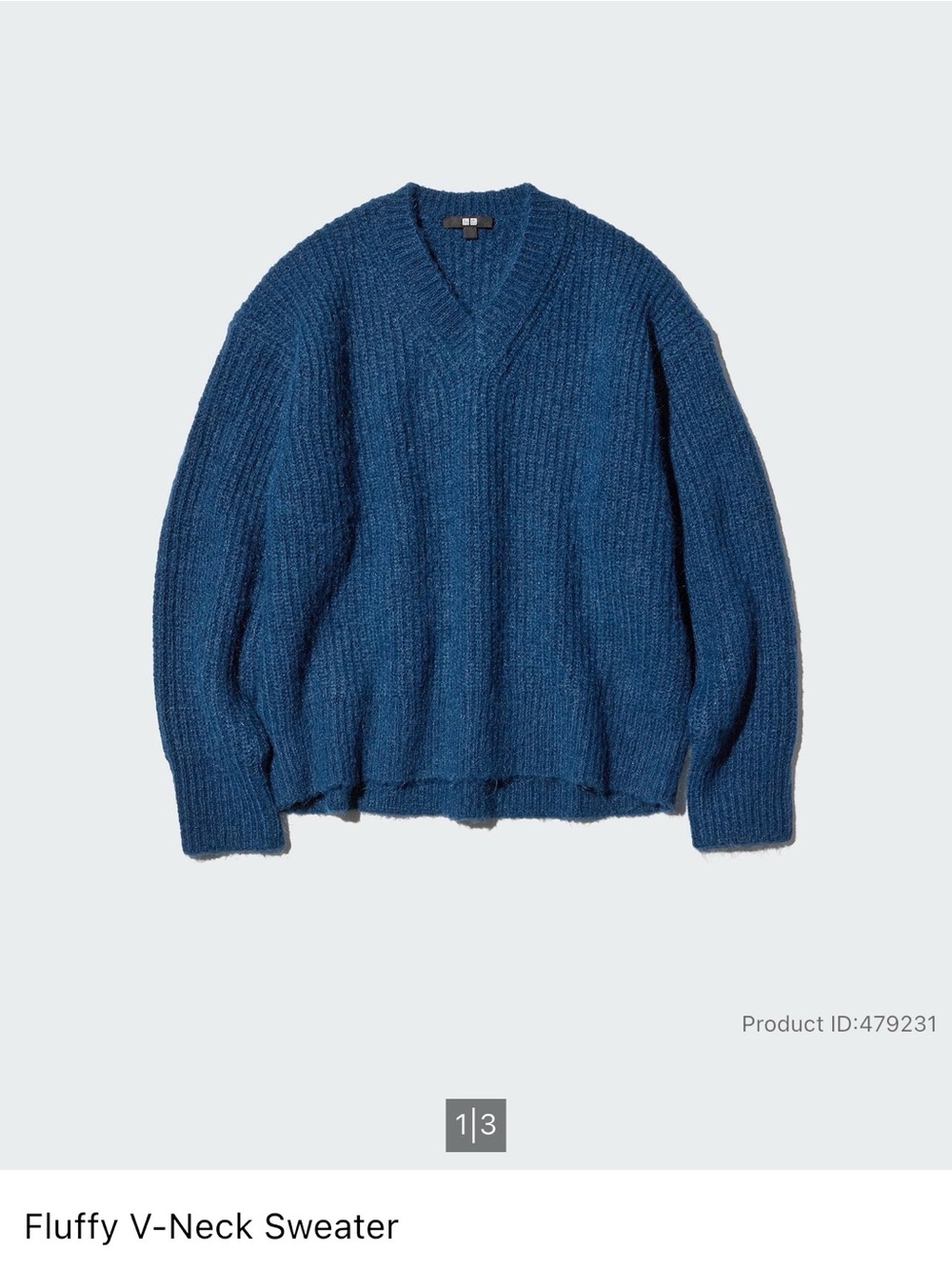 Uniqlo Textured V-Neck Sweater - Deep Blue